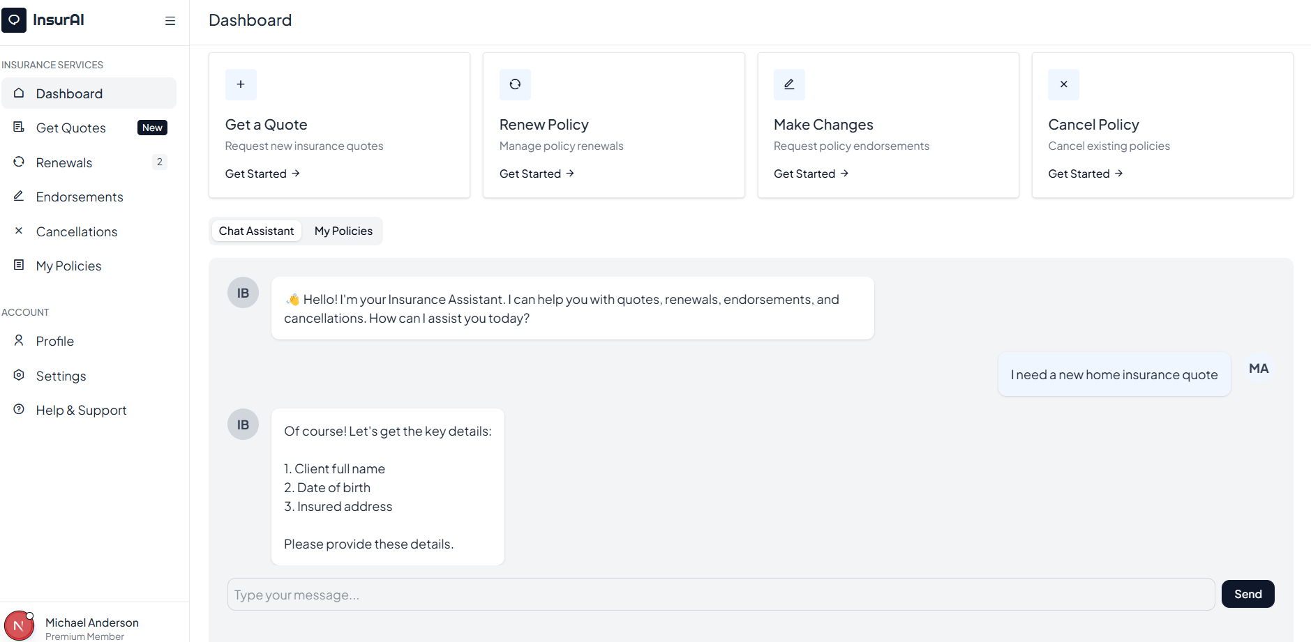 Interactive Chat Interface